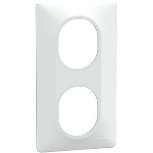 Schneider Ovalis - Plaque de finition - 2 postes Vertical - entraxe 71 mm - Blanc
