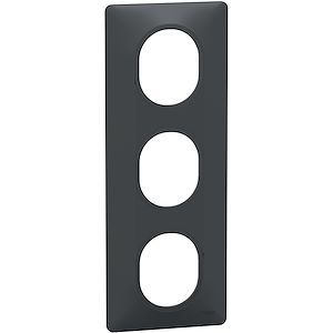 Schneider Ovalis - Plaque de finition - 3 postes Vertical - entraxe 71 mm - Anthracite