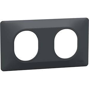 Schneider Ovalis - Plaque de finition - 2 postes Horizontal - entraxe 71 mm - Anthracite