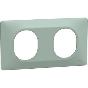 Schneider Ovalis - Plaque de finition - 2 postes Horizontal - entraxe 71mm - Sauge