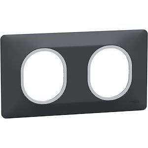 Schneider Ovalis - plaque de finition - 2 postes hor - 71mm - anthracite - argent chromé